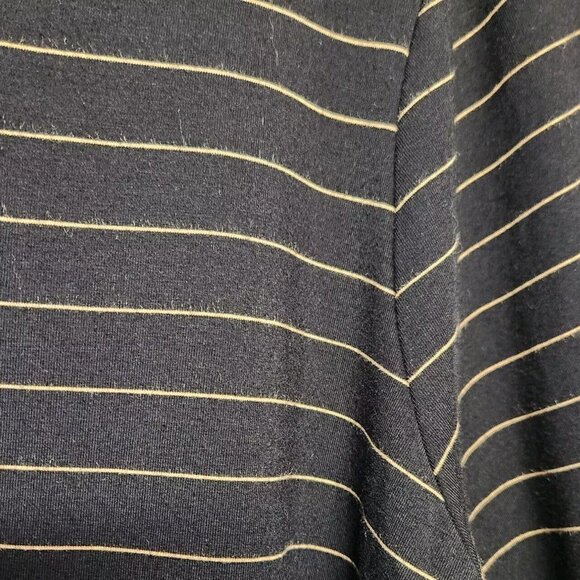 Lauren Ralph Laren 3X Boat Neck Top 3/4 Sleeves Black Tan Stripes Stretch Preppy - Picture 3 of 5